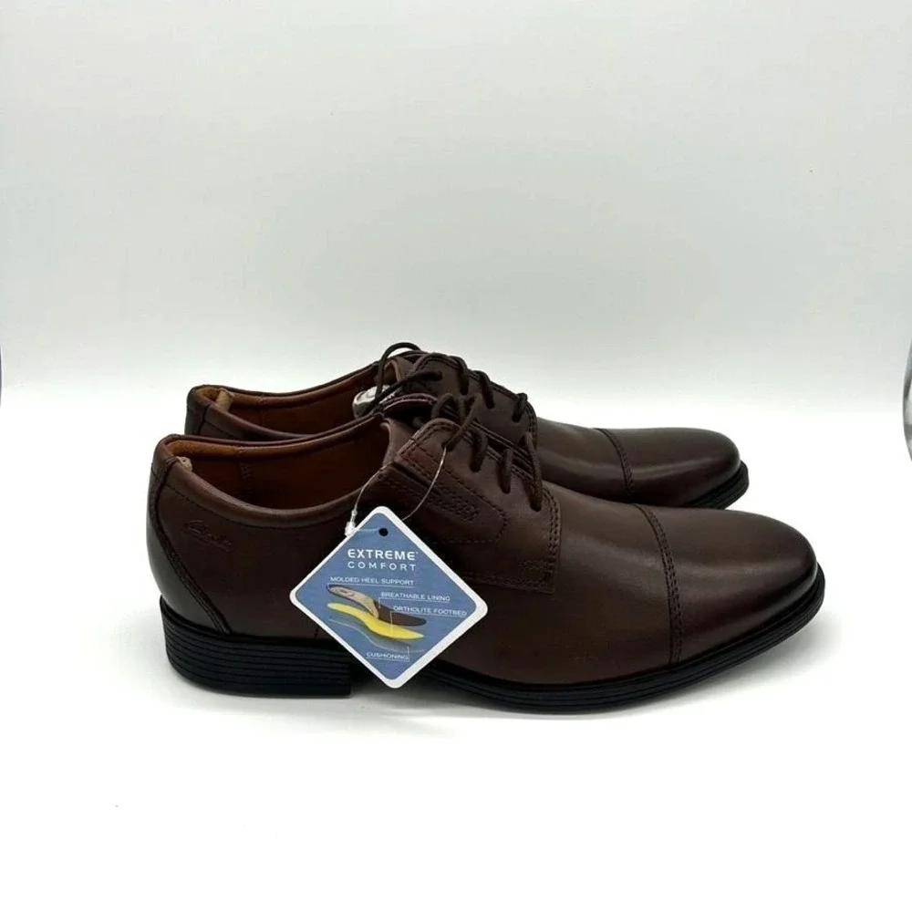 Clarks Whiddon Cap Men's Shoes Brown US 9.5 M Mahogany‎ Leather Dress ( No Box)